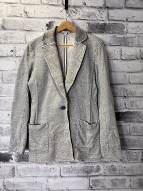 Standard James Perse Light Grey Knit Single-Button Blazer